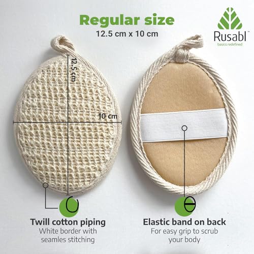 Rusabl Ramie Bath Loofah for bathing (Oval, Pack of 1), Body Loofah, Exfoliating Bath Sponge Made of 100% Natural Ramie Fibre, Bathing Scrubber for Men and Women Cleanses &... - Image 6