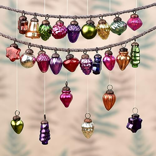 Image of IndianShelf 25 Pieces Multicolor Glass Vintage Christmas Ornaments Mini Bulk Decorative Ornaments for Halloween, Christmas Tree, New Year, Valentine Day, Holidays, Event and Wedding (25 * 1 Boxes)