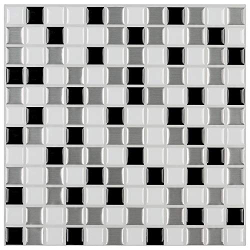 Art3D Peel And Stick Backsplash Tile For Kitchen, Grey-White, 12" X 12" Pack Of 6 #TOP3