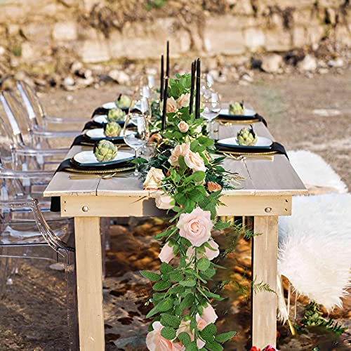 Felice Arts 2 Pack Pink Artificial Floral Garland 13 Ft Fake Rose Vine Hanging Rose Garland For Wedding Flowers Table Centerpiece Arrangement Room Baby Shower Teepee Mirror Decor #TOP2