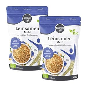2 x borchers biologisch lijnzaadmeel, meel van goud lijnzaad, natuur van vezelrijk, hoog eiwitgehalte, vegetarisch…