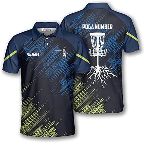 PRIMESTY Personalized Disc Golf Polo Shirts for Men, Short-Sleeve Custom Name Disc Golf Jerseys for Men, Size S-5XL