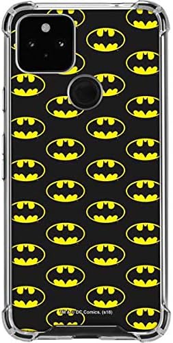 Skinit Clear Phone Case Compatible with Google Pixel 4a 5G - Officially Licensed DC Comics Batman Logo All Over Print Design