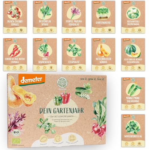 BIO Gartenjahr Gemüse Samen Set - 12 Sorten Demeter Gemüse...