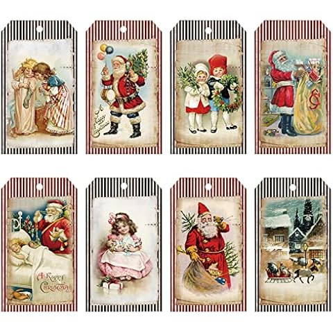 64 Vintage Christmas Tags, Buffalo Check Christmas Gift Tags, Retro Xmas Paper Tags with String, Christmas Journal Planner Tags Party Supplies Cover
