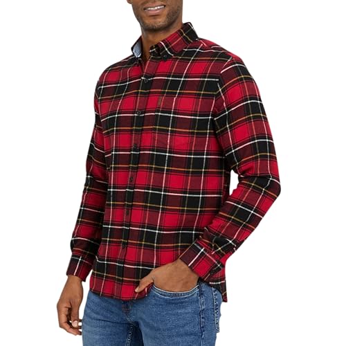 Chaps Men's Classic Fit Long Sleeve Button Down Stretch Flannel Casual Woven Shirt