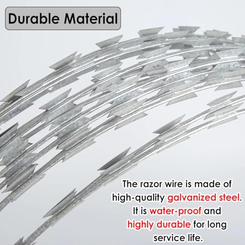 Stacheldraht aus verzinktem Stahl zur Zaunsicherung – 9 bis 91 Meter, Rolle mit 30–89 cm Durchmesser(L 40M/131.2ft Roll Dia 18''/45 Cm)