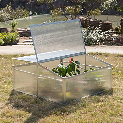 Aluminum Cold Frame Portable Greenhouse Bottomless Flower Box, Plant Protector, Transparent Double Walled Pvc Panels Blocks Harmful Uv Rays #TOP4