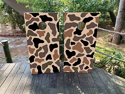 Waterproof & Non-Fading: Kyle’s Cornhole Wraps - Camouflage/Camo Brown and Black (Set of 2) – Laminated and Regulation 2x4 Size