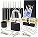 Solid Brass Keyed Alike Padlocks, Picking Heavy-Duty Anti-Pry Waterproof Rustproof Security Lock Set Kit with Pick Identical Keys, Multi Picking-Purpose Locks for Gym Locker, Toolbox, Outdoor Gate