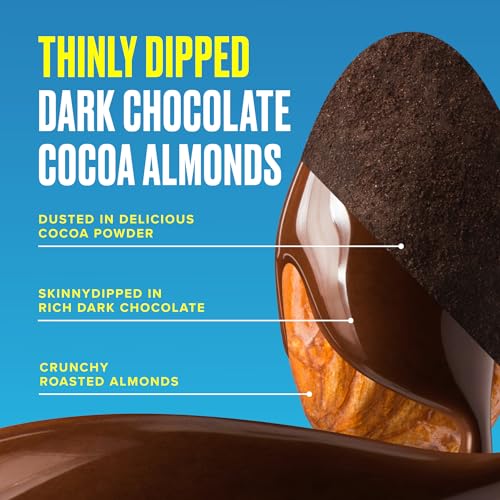 Image of SkinnyDipped Dark Chocolate Cocoa Almonds, 1.2oz Bags | 15 Pack | Crunchy Whole Almonds Thinly Dipped in Chocolate | Gluten Free | Plant Protein Snack Packs