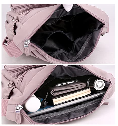 Bolsa transversal feminina, bolsa leve para uso diário, bolsa de ombro de nylon impermeável de moda