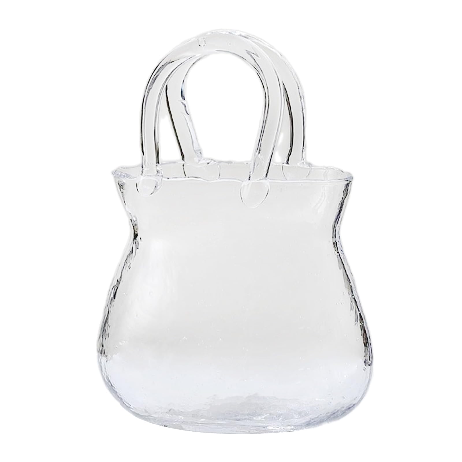Mouth Clear Glass Vase Fish Bowl Bag Flower Handbag Desk Centerpieces for School Bedroom Decors Handbag