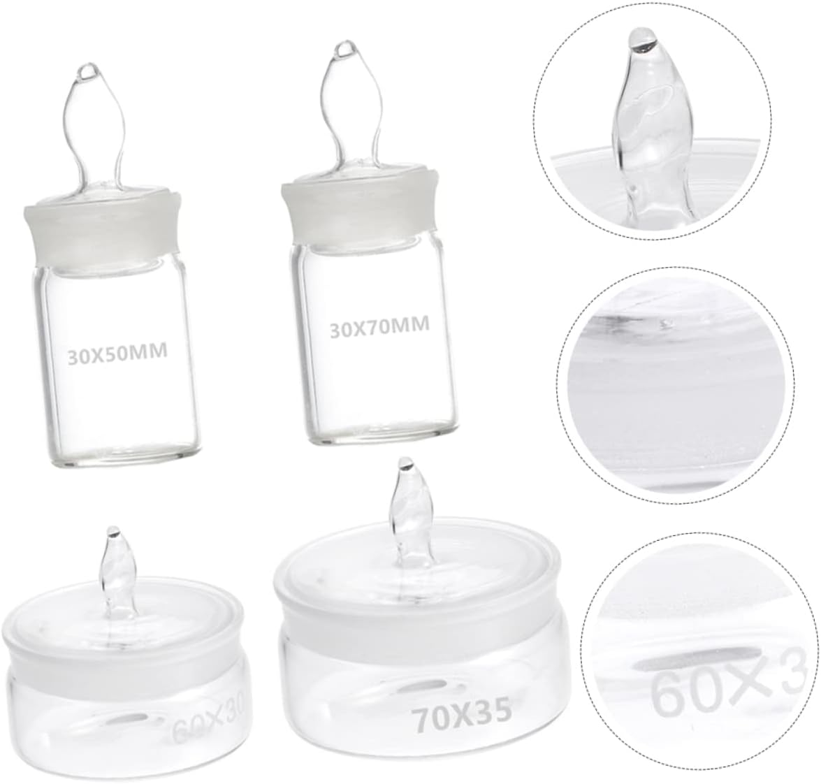 4Pcs Laboratory Weighing Bottles Sealing Bottles for Precise Sample Analysis Low and High Form for Storage and Weighing Labs