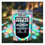 Night Guide Pebbles, 2026 New Colorful Luminous Garden Stones, Rainbow Glow in the Dark Stepping Rocks Outdoor Landscaping Decor Glowing Stones Fish Tank Aquarium Decorations 200PCS