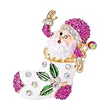 Damen Brosche Geschenkbrosche für Frauen Mehrfarbige Brosche Brosche Emaille Weihnachten Strass Weihnachtsschmuck Dekorationen Schal Schneemann Schneemann Sandalen Schmucksteine (Hot Pink, One Size)