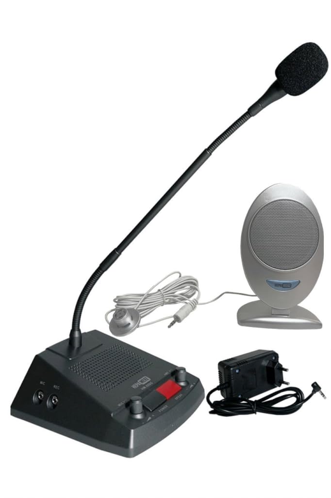 Hepa Merz HM-500G Gişe Mikrofonu Vezne Mikrofonu (Adaptör ve Hoparlörlü)