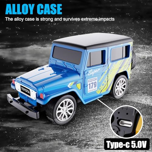 Image of Bestie toys Remote Control Small Car, 1:64 Scale Off-Road RC Car, USB Rechargeable 2.4GHZ Three Speed Indoor Alloy Vehicle for Kids (Toyata Jeep (App Control))