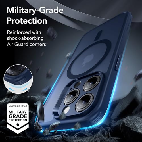 Image of ESR TPU For iPhone 15 Pro Max Case (5 In 1) Set,Translucent Matte Case With Screen Protector And Camera Lens Protectors,Compatible With Magsafe,Military-Grade Protection,Classic Series,Frosted Blue