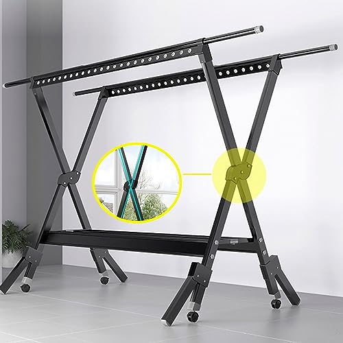 Clothes Drying Rack Foldable, Aluminum Alloy Laundry Stand, Racks for Laundry Room, Garment Rack On Wheels Heavy Duty, Laundry Stand Organizer - Image 5