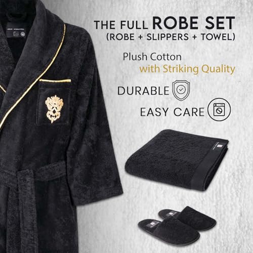 Roma Cotton Bathrobe Set with Slippers & Hand Towel | Egyptian Cotton | Crafted in Europe4