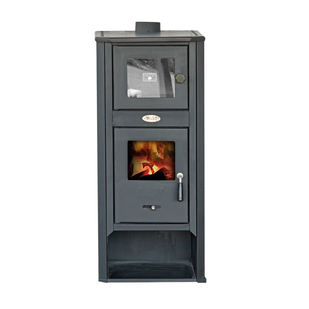 Stufa a legna 10kW con forno acciaio rossa riscaldamento casa AMBASADOR LM R