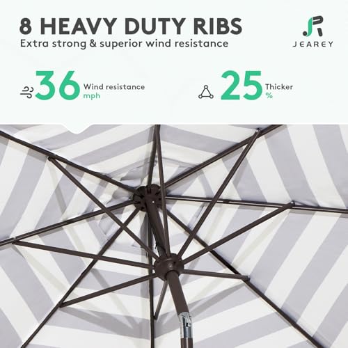 Image of JEAREY 10FT Outdoor Patio Umbrella, Market Umbrella, Black & White Stripe