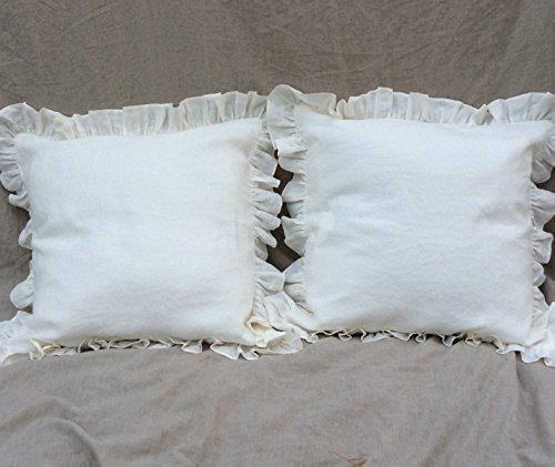 white ruffle pillow case