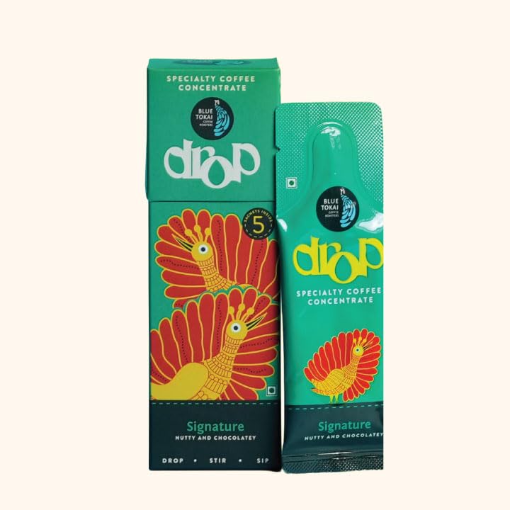 Image of Blue Tokai Coffee Roasters Drop Signature | Liquid Coffee Concentrate | 100% Arabica | Ready to Use Coffee | Hot or Cold | Pack Of 5 Sachets | 20ML Each | Instant Coffee | Specialty Coffee Concentrate