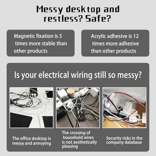 Yiaqa Magnetic Cable Organizer Set, 8 Pcs Easy Adhesion Desk & Wall Mount Holders for Mobile Phones and USB Cables, Perfect for Office, Kitchen, Car, and Bedside Use (Pink)