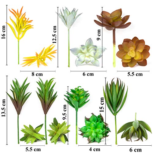 Succulenc Succulents Plants Artificial - 14 Pack Faux Greenery - Fake Succulents With Fake Flowers Unpotted - Mums Artificial Flowers Outdoor - Highly Realistic Faux Succulents - Faux Outdoor Plants #TOP7