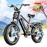 [👍2025 Upgraded Design & Excellent Performance] ①Powerful Peak 3000W Dual Motor ②48V 20Ah Battery for 80Miles Range ③Oil Spring Front Fork + Rear Suspension ④2-Piston dual hydraulic disc brakes with a brake cut-off function ⑤Upgraded Color LCD Displa...