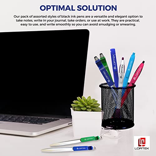 Lortek (30 Pcs Assorted Retractable Ballpoint Writing Pens – Medium Point, Black Ink For Note Taking, Journaling, Planners, School, Work, Home #TOP5