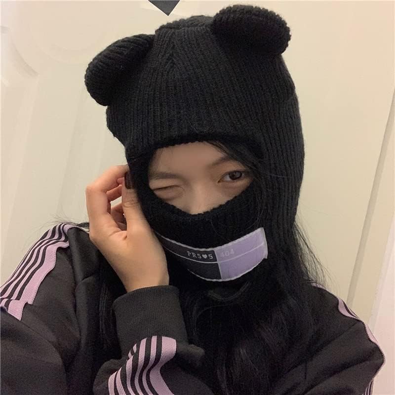 Miniatura 3 de Y2K - Máscara de esquí Balaklava, gorro de orejas grandes, cuello con capucha de punto, protector de cuello, para hombre y mujer