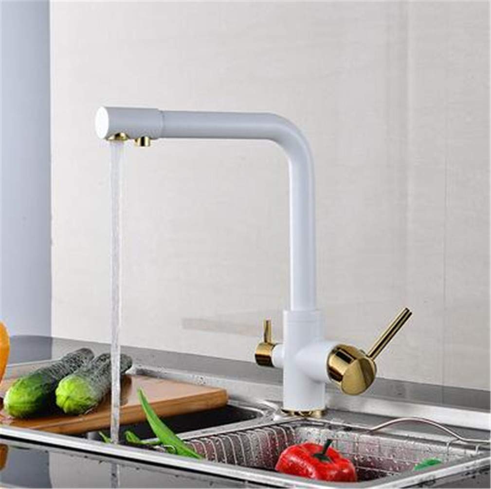 Robinet blanc en laiton 3 voies pour eau filtrée avec jet orientable 360°