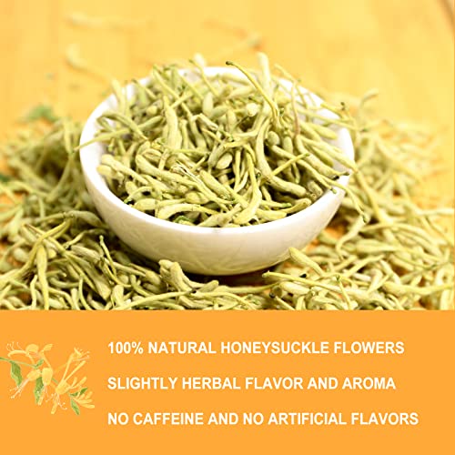 Image of Olvvla - Dried Honeysuckle Flowers, 2.5oz /71g, Jin Yin Hua Loose Buds | Natural honeysuckle flowers, Chinese edible Jin Yin Hua loose buds, caffeine-free for herbal tea infusions