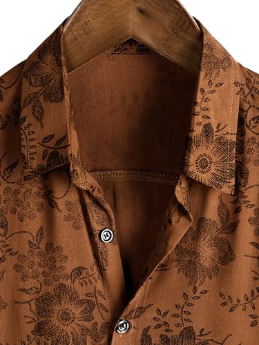 Image of JOTOOK Mens Hawaiian Shirt Short Sleeve Button Down Tropical Shirts Casual Floral Summer Beach Shirt