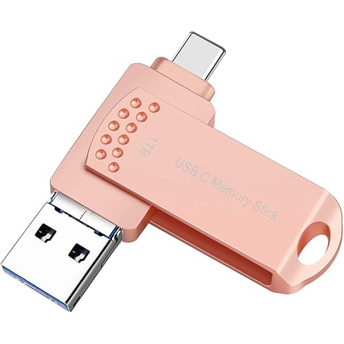 USB Flash Drive 1TB USB C Thumb Drive Phone Photo Stick 3in1 USB 3.1 Memory Stick External Storage Richwell for Android Devices,Computers and MacBook USB C-1TB AZ Pink