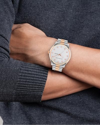 Image of Giordano Analog Watch for Men with Two-Tone Stainless Steel Strap & Textured Dial, Day-Date Display, Elegant Casual Style