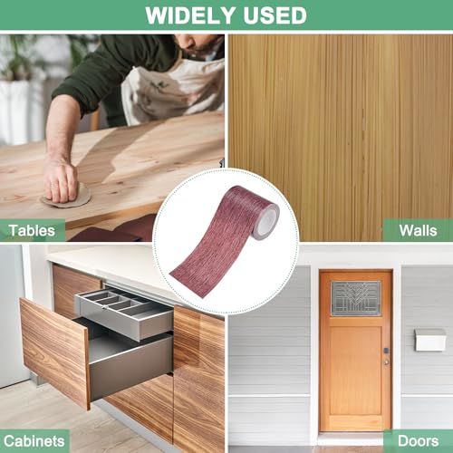 Image of M METERXITY 2-Roll Wood Grain Repair Tape, 2.24in x 15ft Textured Realistic Self-Adhesive Wood Floor Tape Contact Paper for Furniture /Floors /Home [Dark Chestnut]