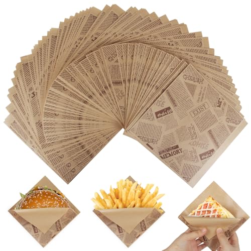 150 Piezas Papel para Envolver Alimentos Bolsa de Papel para Envolver Alimentos Retro Bolsas de Papel para Hamburguesas Sándwich Bolsas de Comida a Prueba de Grasa Papel Hamburguesa Antigrasa