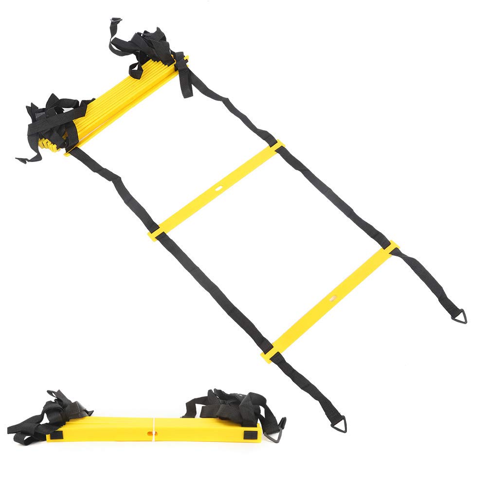 Escalera de Entrenamiento de fútbol de competición para Correr de 12 peldaños, Escalera de Velocidad Suave y ágil con cinturón Reforzado, Espacio Entre peldaños Ajustable para