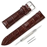[Airself] 時計ベルト 本革 時計バンド クロコ型押し（交換説明書 交換工具 バネ棒付） (12mm, ダークブラウン)