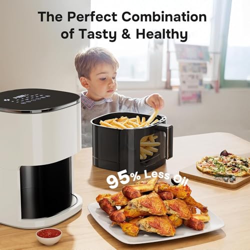 Image of Simple Deluxe 12-in-1 Air Fryer 6.34 Qt, Digital Preset Airfryer with Visible Window, Nonstick and Dishwasher-Safe Basket, Air Fry, Roast, Bake, Dehydrate, Fries, 1700W, Beige