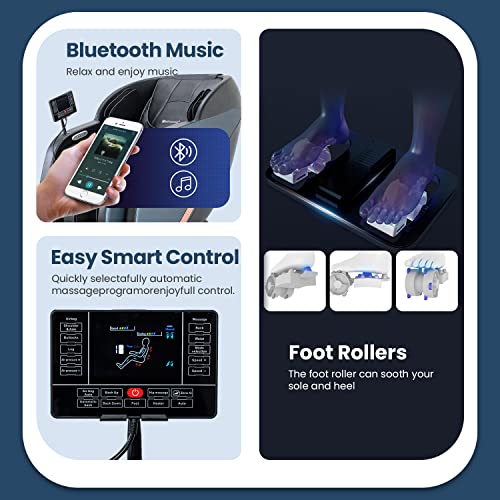 Massage Chair,Full Body Zero Gravity Recliner Chair With Smart Large Screen Bluetooth Speaker Wormwood Back And Calf Heating Therapy Foot Roller Air Massage System For Home Office (Black) #TOP5