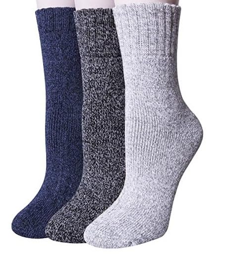 alexvyan 3 Pair Men Solid Soft & Woolen Cozy Knitted Winter Thick Wear Warm Stretchy Elastic Socks (Without Thumb) for Boys Gents Man Male for Outdoor Sports-picture-21