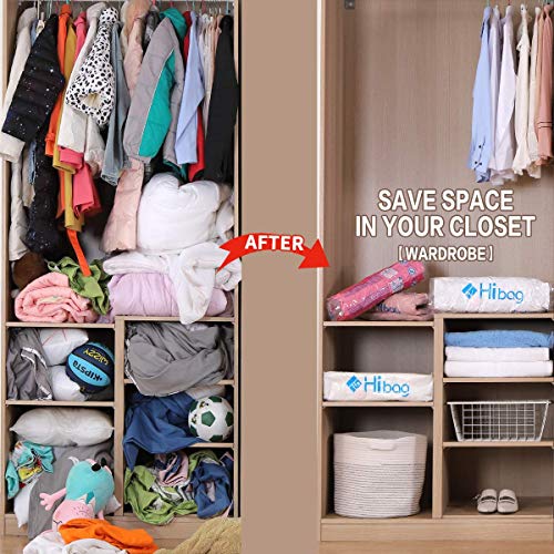 Image of HIBAG Space Saver Bags, 8 Large Vacuum Storage Bags with Hand Pump for Home Storage and Travel Usage