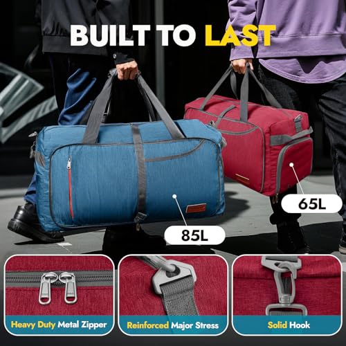 Image of Canway 85L Travel Duffel Bag, Foldable Weekender Bag with Shoes Compartment for Men Women Water-proof & Tear Resistant