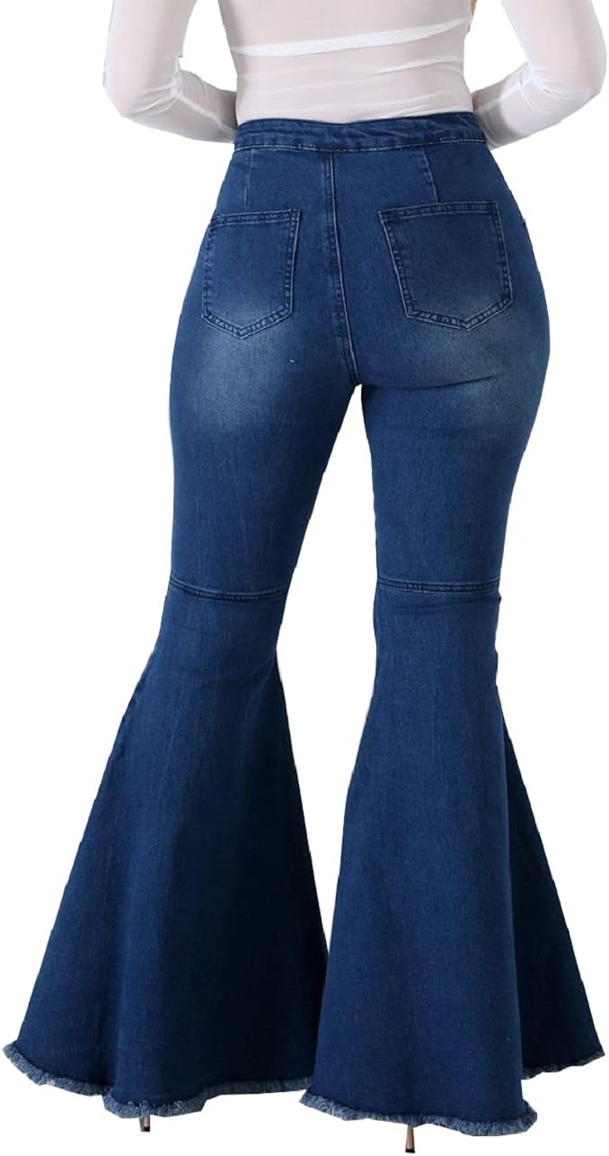Bell Bottom Jeans for Women High Waisted Skinny Ripped Destroyed Flare Classic Denim Pants Fashion - Image 2