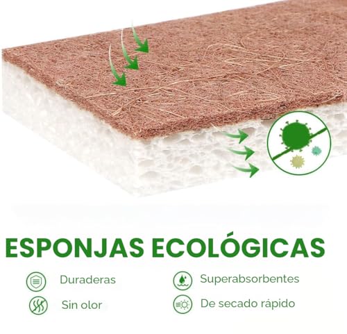 Miniatura 5 de Ryichliho Esponja De Cocina Natural, 24 Unidades, Esponja De Cocina De Doble Cara Para Lavar Platos, Sartenes Antiadherentes, Para Limpiar La Cocina Y El Baño